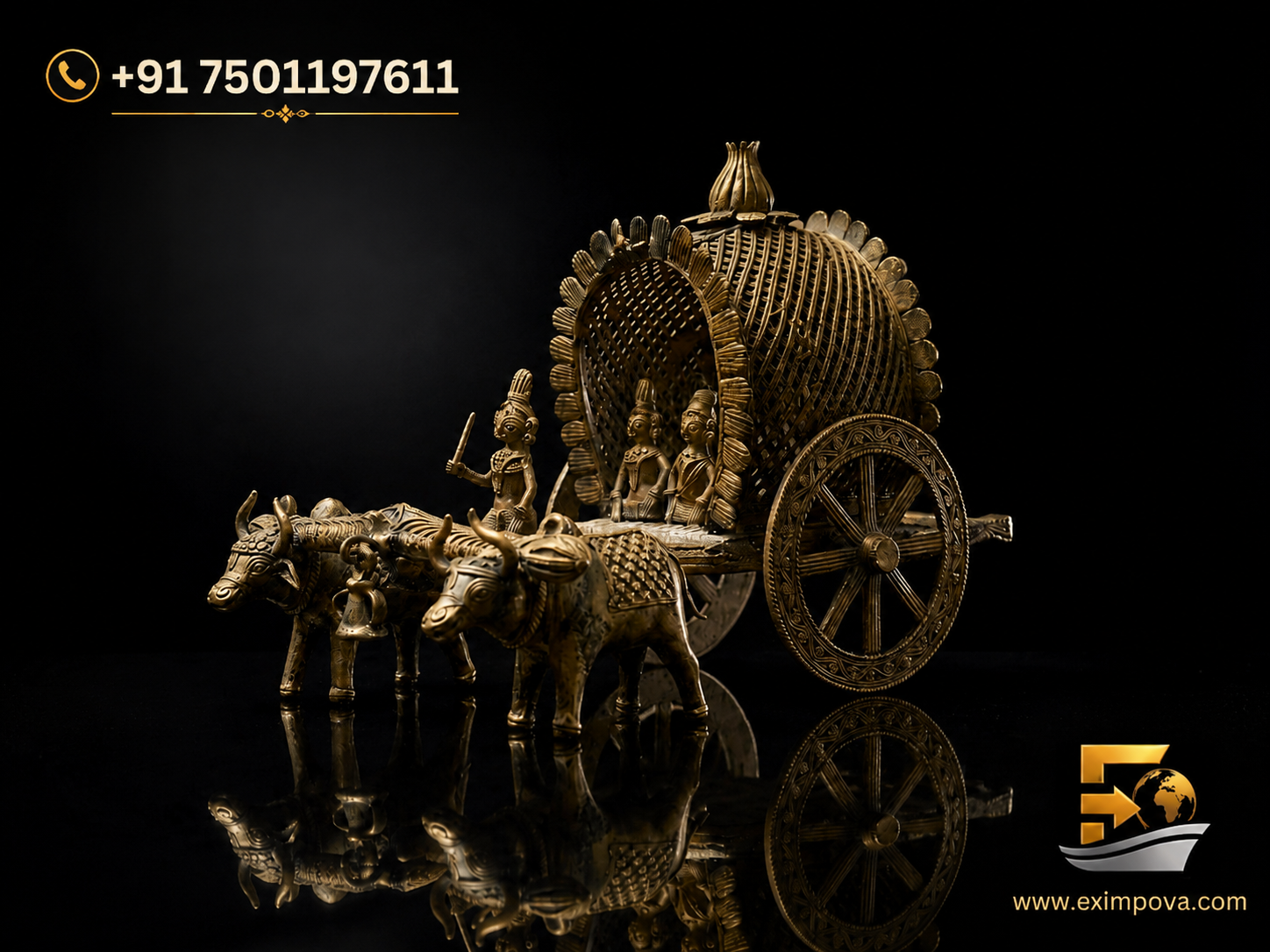 Handmade Brass Bullock Cart Decorative Showpiece